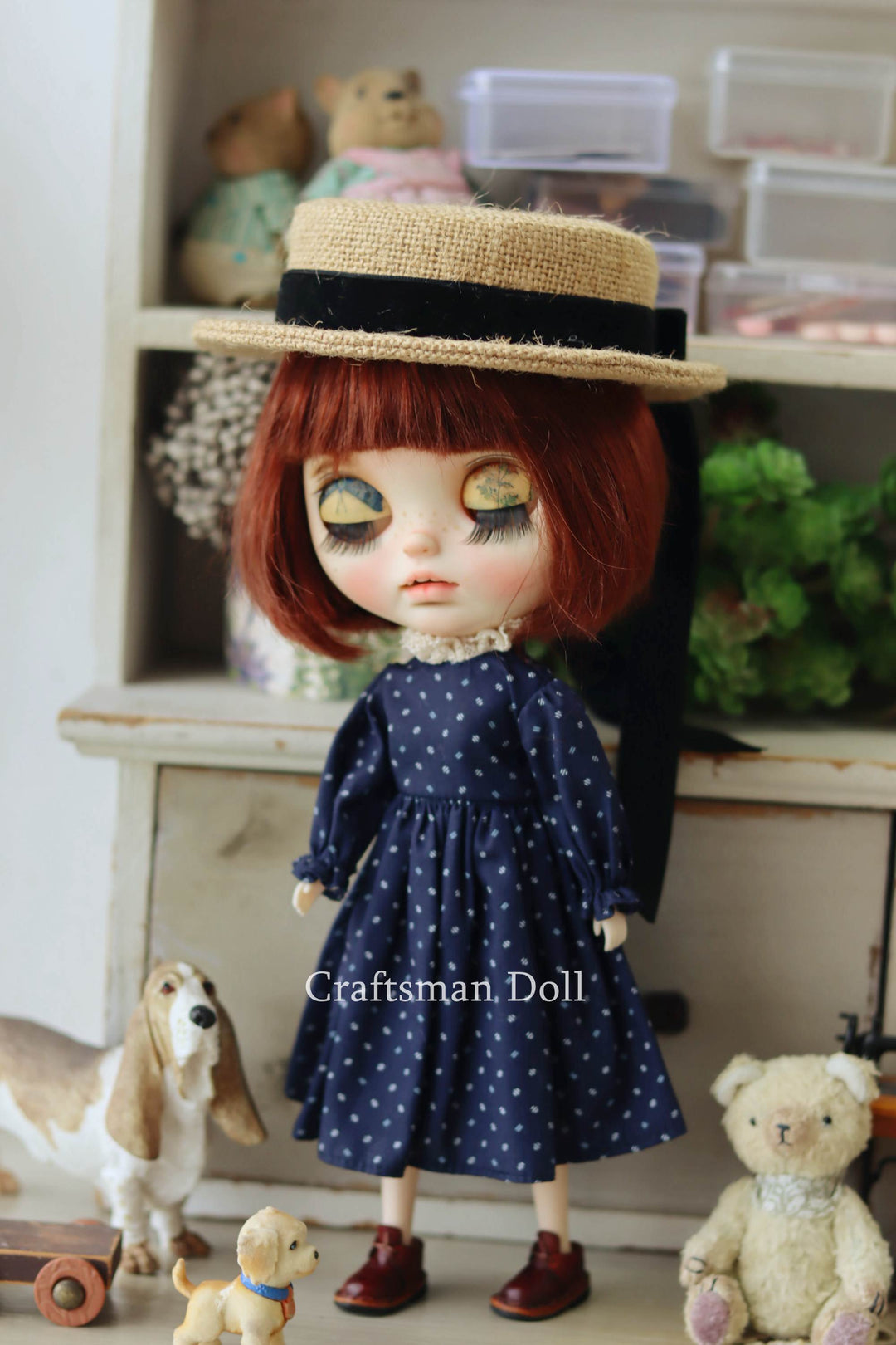 Blythe Hat/Pullip Hat/boater hat/B1073/