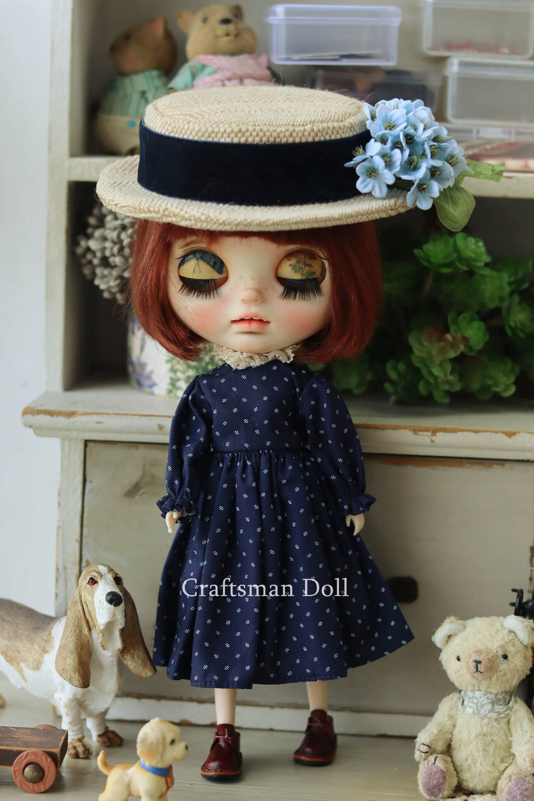 Blythe Hat/Pullip Hat/boater hat/B1082/