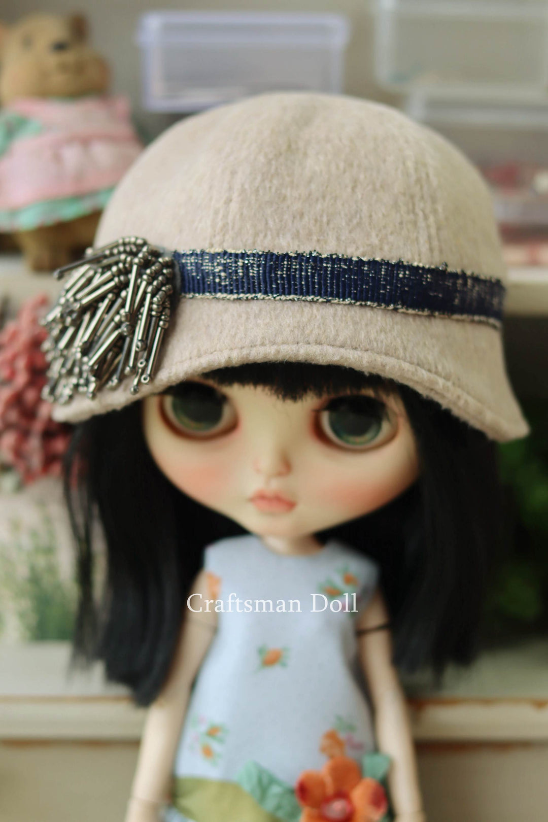 Blythe Hat/Pullip Hat/cloche hat/B1147/