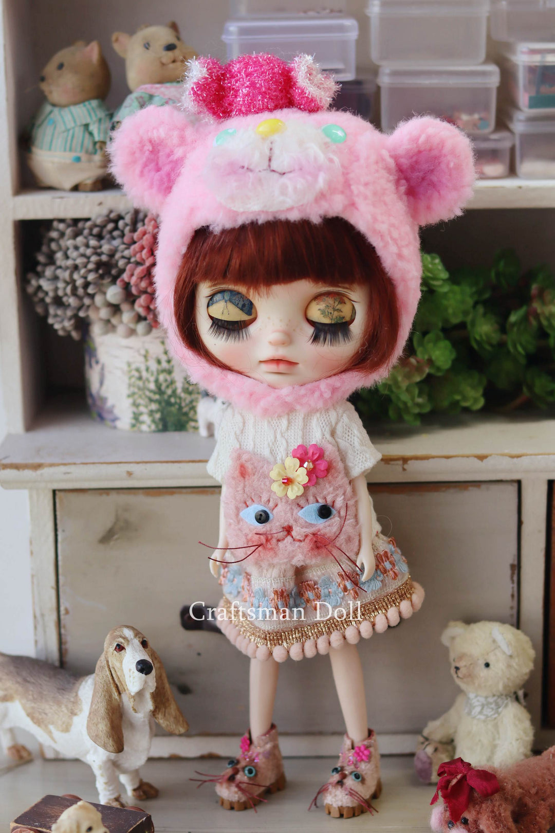 Blythe Hat/bear bonnet/B1208/