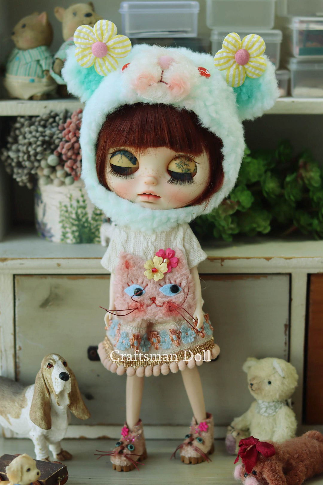Blythe Hat/bear bonnet/B1207/